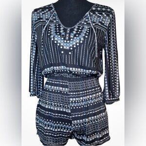 BCBGMaxAzria Long Sleeve, Printed Romper